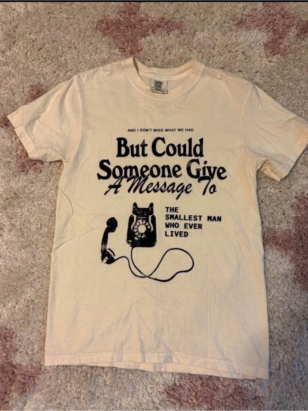 Short Sleeve Graphic Crewneck Tee - Cream with Black Print